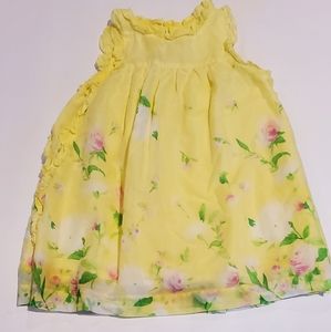 Janie & Jack Yellow Floral Ruffle Trim Dress Toddler Girls Size 18-24M VGUC